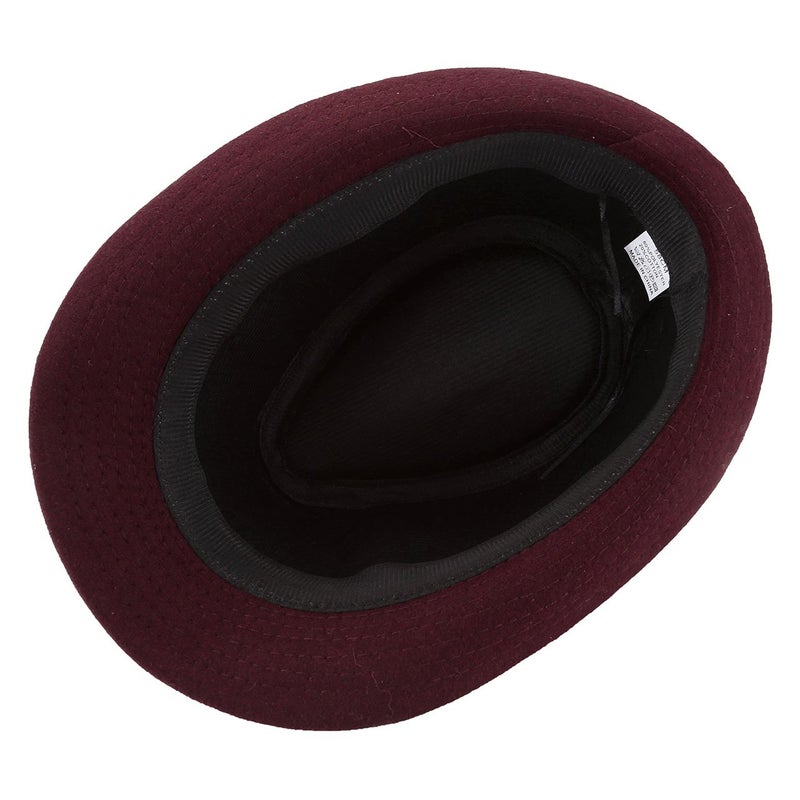 FALETO Unisex Classic Manhattan Fedora Hat with Black Band Fashion Casual Jazz Wool Cap (Wine Red) - Image 4
